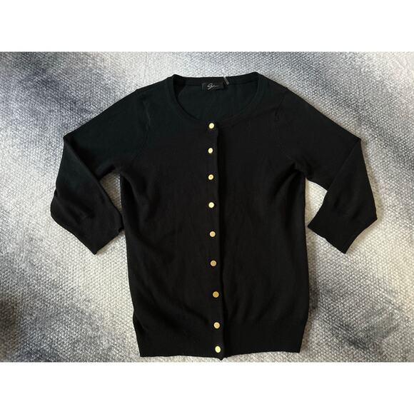 Cyrus Sweaters - Cyrus Classic Gold Button Up Crewneck Black Cardigan Size Small Office Business